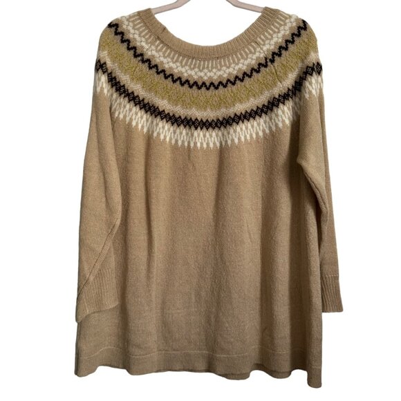 Roamans Womens Fair Isle Sweater Size 14/16WBeige with Geometric Pattern 98% Acr - Picture 9 of 13
